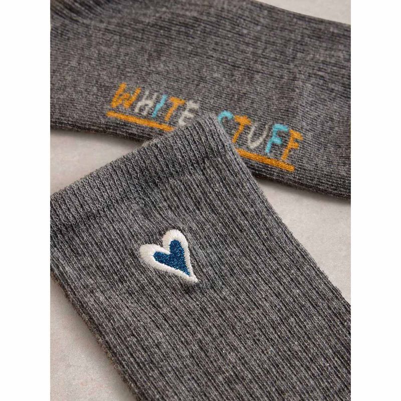 White Stuff Heart Embroidered Ankle Sock image number 1